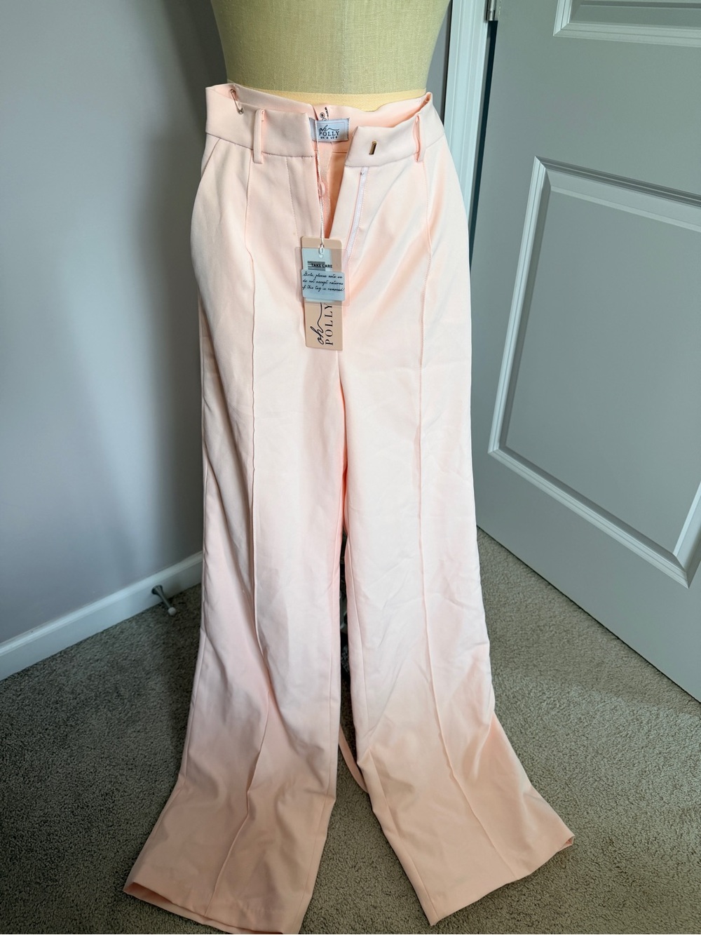 Oh Polly Pale Peach Wide Leg Trousers